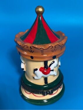 Vintage Carousel Hinged Porcelain Trinket Box
